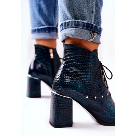 PA2 Dámské Kožené Kozačky Na Podpatku Zelená Neliko 1