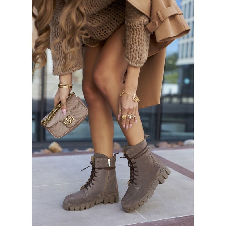 Dámské kožené velur boty DK. Bega Nicole béžový 2