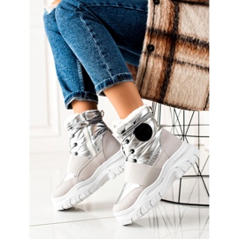 TRENDI Ležérní boty do sněhu stříbrný šedá 1