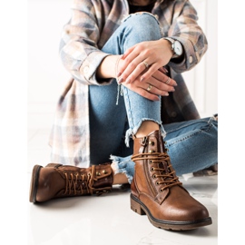 Evento Ležérní šněrovací hnědé kotníkové boty hnědý 1