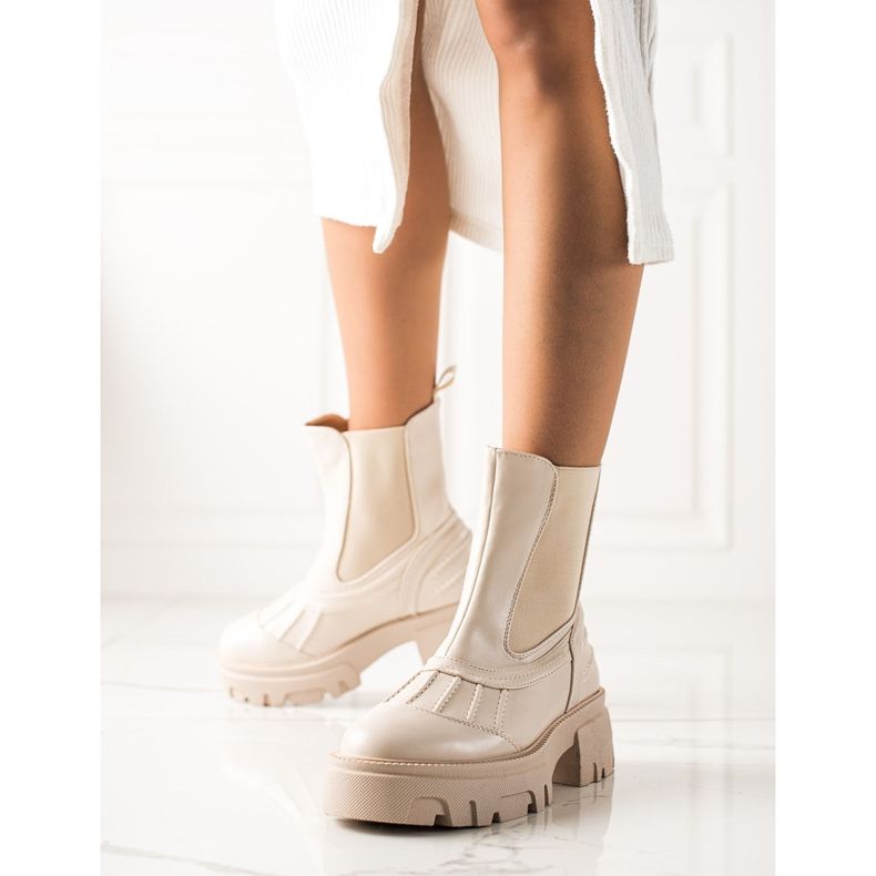 Seastar Béžové nazouvací kozačky béžový 1