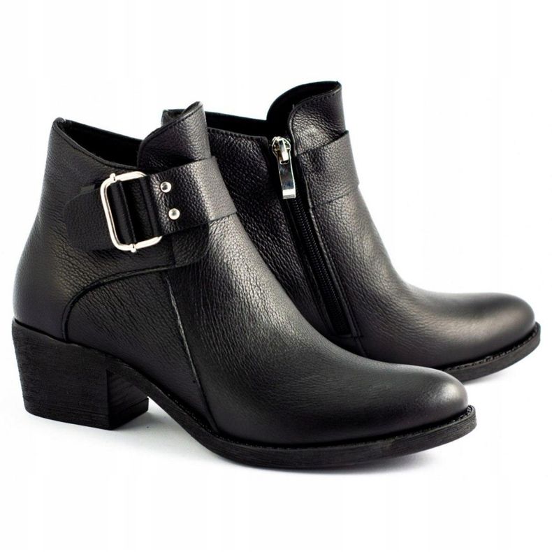 Olivier Kožené boty z černé obličeje černá 2