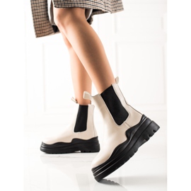 TRENDI Chelsea Boty Na Módní Platformě béžový 1