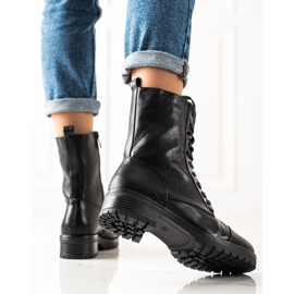 Laura Mode Šněrovací boty z eko kůže černá 1