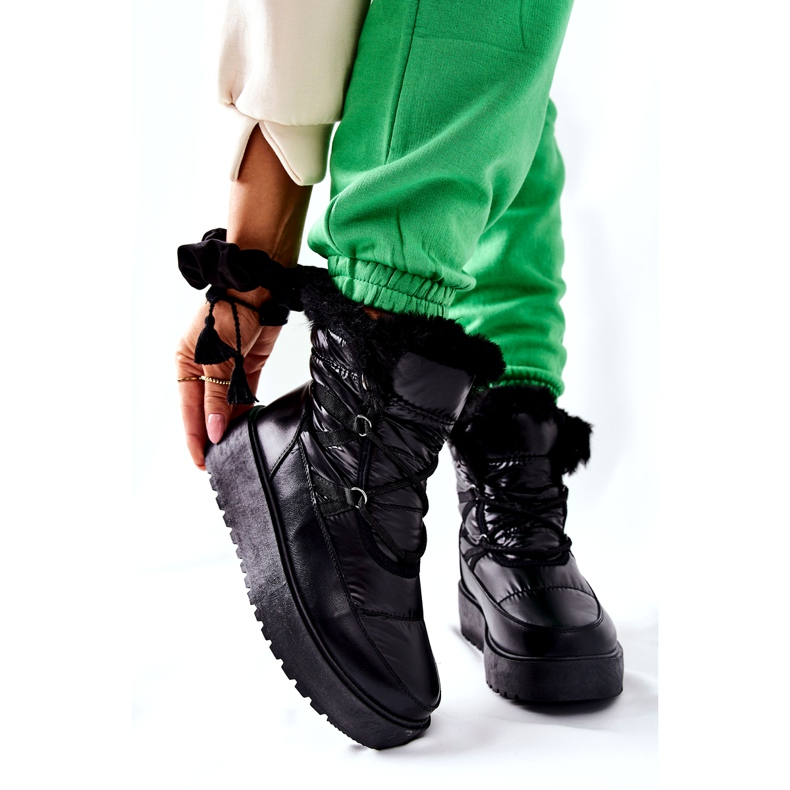 S.Barski Černé dámské černé teplé sněhové boty černá 1