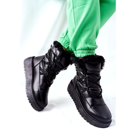 S.Barski Černé dámské černé teplé sněhové boty černá 2