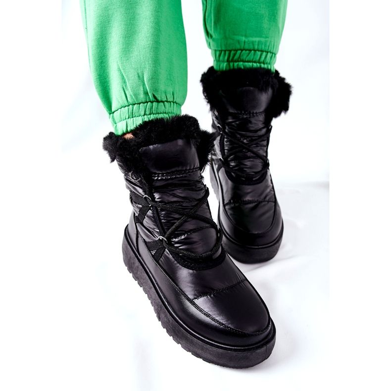 S.Barski Černé dámské černé teplé sněhové boty černá 3