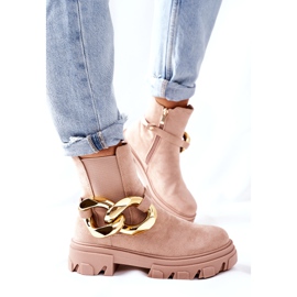 S.Barski Izolované béžové boty béžové chelsea s ozdobou béžový 4