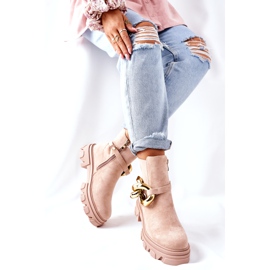 S.Barski Izolované béžové boty béžové chelsea s ozdobou béžový 6