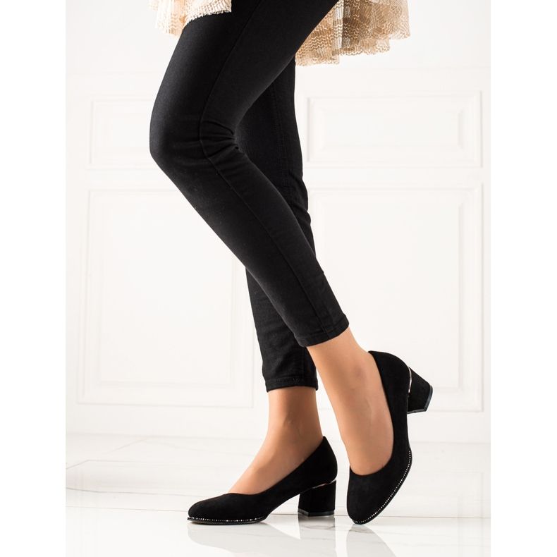 Sabatina Semišové lodičky s kubickými zirkony černá 1