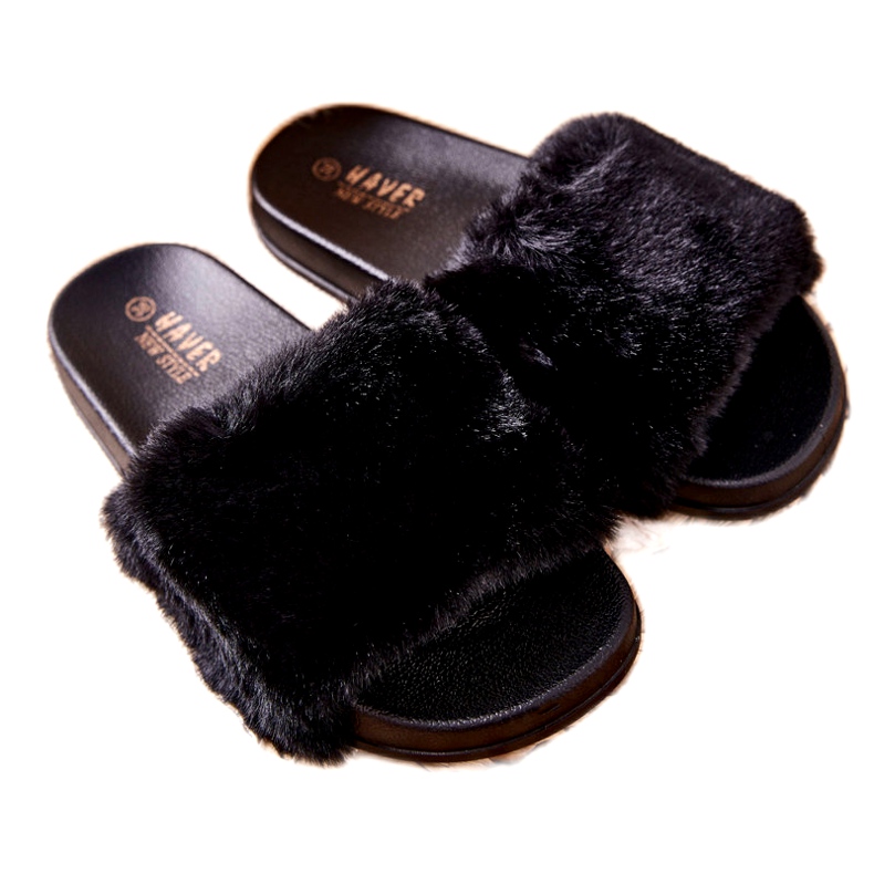 PH1 Gumové pantofle ve tvaru s černou kožešinou Emmie černá 3