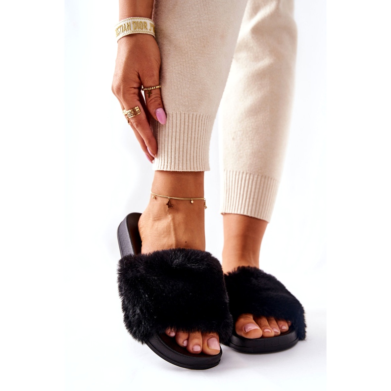 PH1 Gumové pantofle ve tvaru s černou kožešinou Emmie černá 4