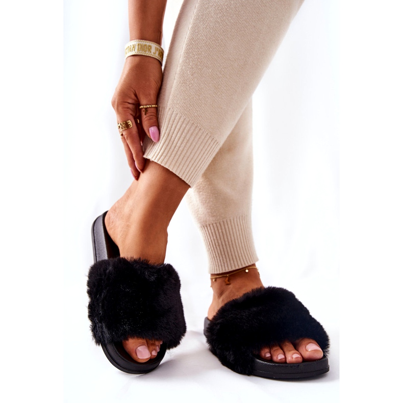 PH1 Gumové pantofle ve tvaru s černou kožešinou Emmie černá 5