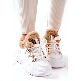 PM1 Bílé lesklé kožené zateplené sportovní boty bílý 3