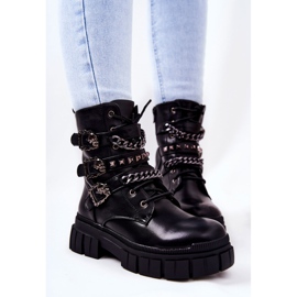 WS1 Boty se zavázaným řetízkem přezka Black Reiloy černá 1