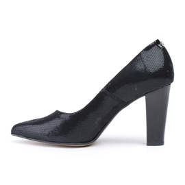 Marco Shoes Černé lodičky z leštěné semišové kůže černý 1