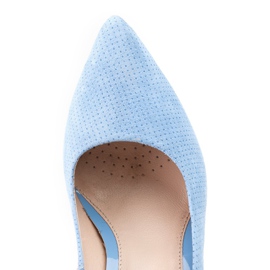 Marco Shoes Modré semišové kožené lodičky s 3D puntíky modrý 2