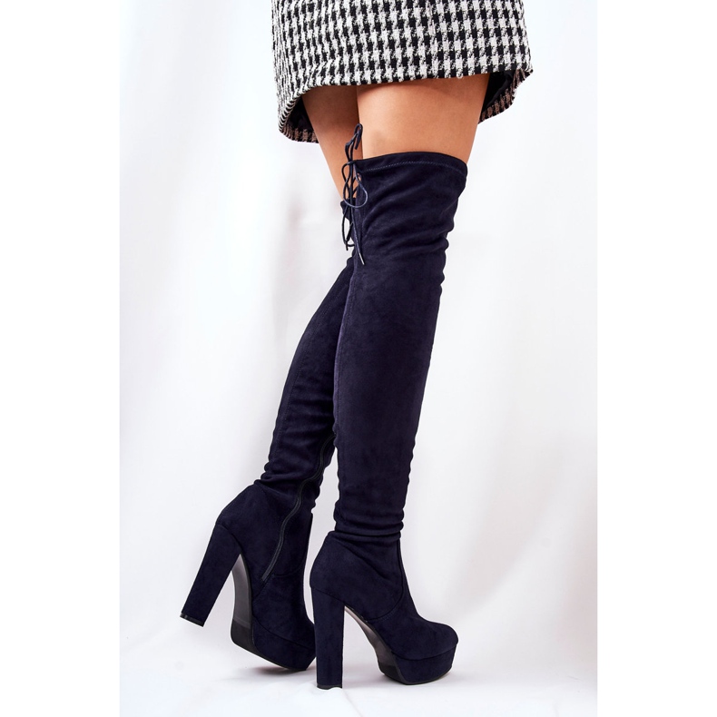 WS1 Semišové boty na podpatku Navy Blue Minesa námořnická modrá 1