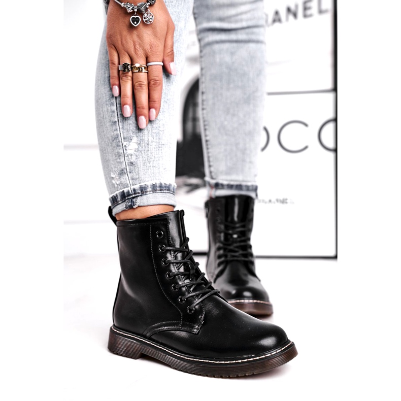 EVE Dámské boty Lakované Trapery Boty Černá Marita 2