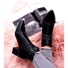 PS1 Dámské kozačky na podpatku ve špici s nýty černá primma 4