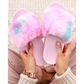 Emy Pink ombre kožešinové pantofle fialová růžový modrý 2