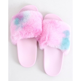 Emy Pink ombre kožešinové pantofle fialová růžový modrý 1