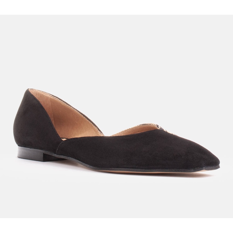 Marco Shoes Balerínky v kombinaci semiše a copánků černý 1