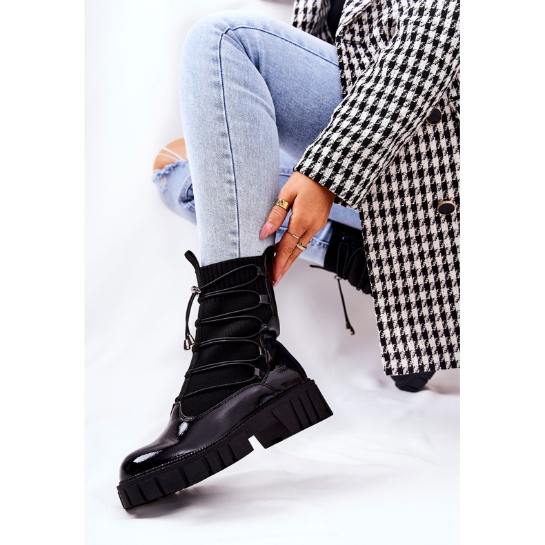 PL4 Lakované Boty Pracovníci S Ponožkou Black Connor černá 2 PL4 Lakované Boty Pracovníci S Ponožkou Black Connor černá 2