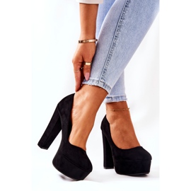 WS1 Semišové lodičky na černé platformě Bemiso černý 2