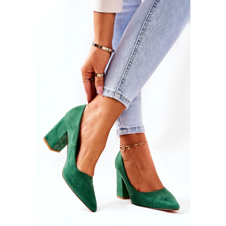 WS1 Lodičky Na Tyči Suede Green Florena zelený 2