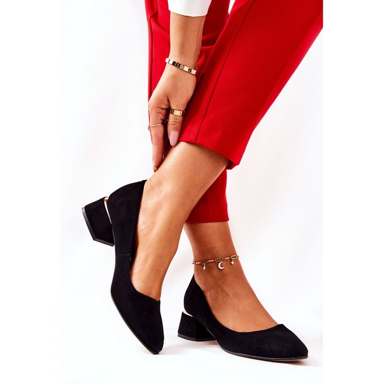 Lewski Shoes Semišové lodičky Lewski 3118 Black černý 2