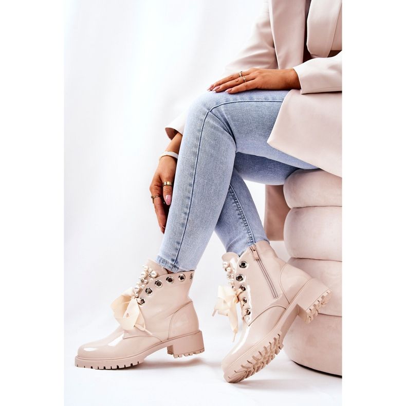 PL4 Lakované teplé dělníky s béžovými perlami 1