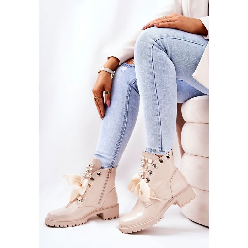 PL4 Lakované teplé dělníky s béžovými perlami 2