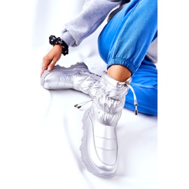 PE1 Dámské stříbrné hřejivé sněhové boty Starbone se zipem stříbrný 2