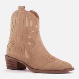 Marco Shoes Kovbojské boty z přírodního semiše béžový 1