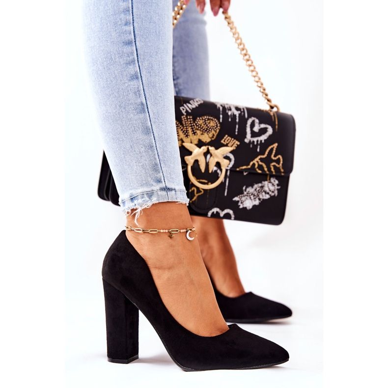 WS1 Semišové lodičky Na černém Valoris Baru černá 2