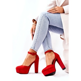 WS1 Lodičky Na Sloupkové červené Netel Semišové Platformě 1