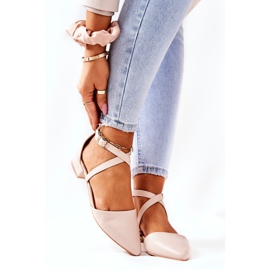 WS1 Kožené Lodičky Na Nízkých Podpatcích Béžová Giovanna béžový 1