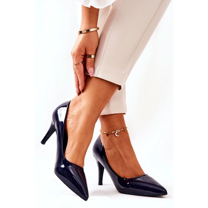 WS1 Klasické lakované lodičky na jehlách v námořnické modré Elinne námořnická modrá 1