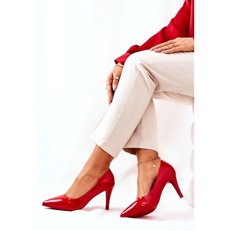 WS1 Lakované klasické lodičky Stilettos Red Elinne červený 1