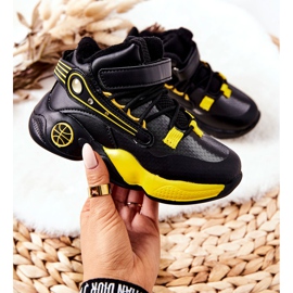 PJ2 Dětské černé teplé sněhule Herry černá žlutá 1