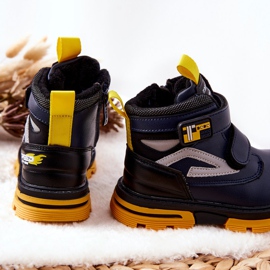 PJ2 Dětské zateplené boty na suchý zip Navy Blue Fruzio námořnická modrá 2