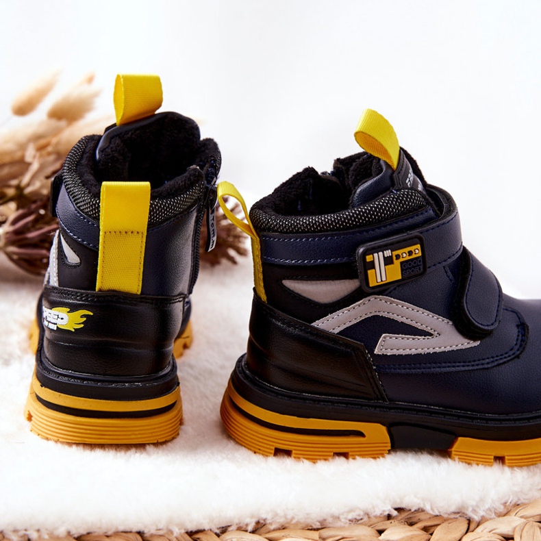 PJ2 Dětské zateplené boty na suchý zip Navy Blue Fruzio námořnická modrá 2