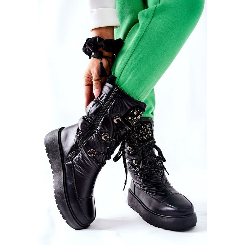 S.Barski Dámské černé teplé sněhové boty Chardonnay černá 5