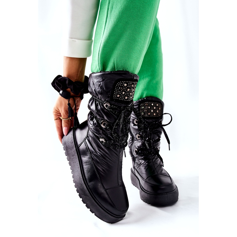 S.Barski Dámské černé teplé sněhové boty Chardonnay černá 6