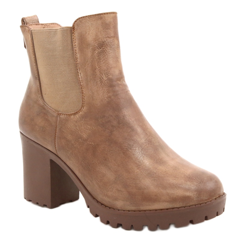 Béžové kozačky na sloupku Auger béžový hnědý 1