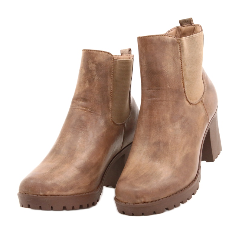 Béžové kozačky na sloupku Auger béžový hnědý 2