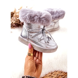 FR1 Dětské Sněhule S Kožešinou Stříbrné Grandis stříbrný 3