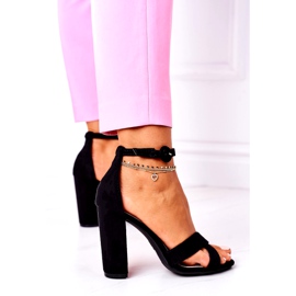 SEA Dámské sandály na podpatku semišové černé telmen černá 4