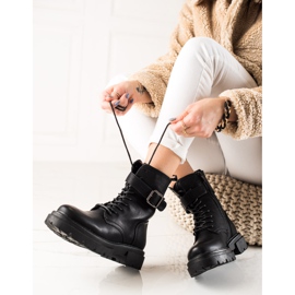 Super Mode Šněrovací Boty S Přezkou černá 1